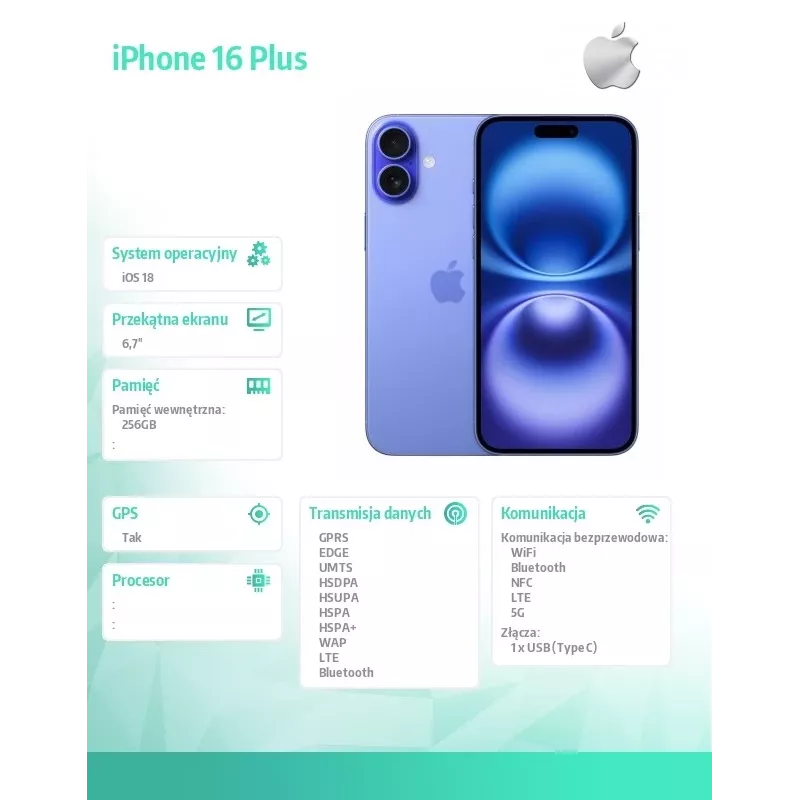 iPhone 16 Plus 256GB - ultramariini