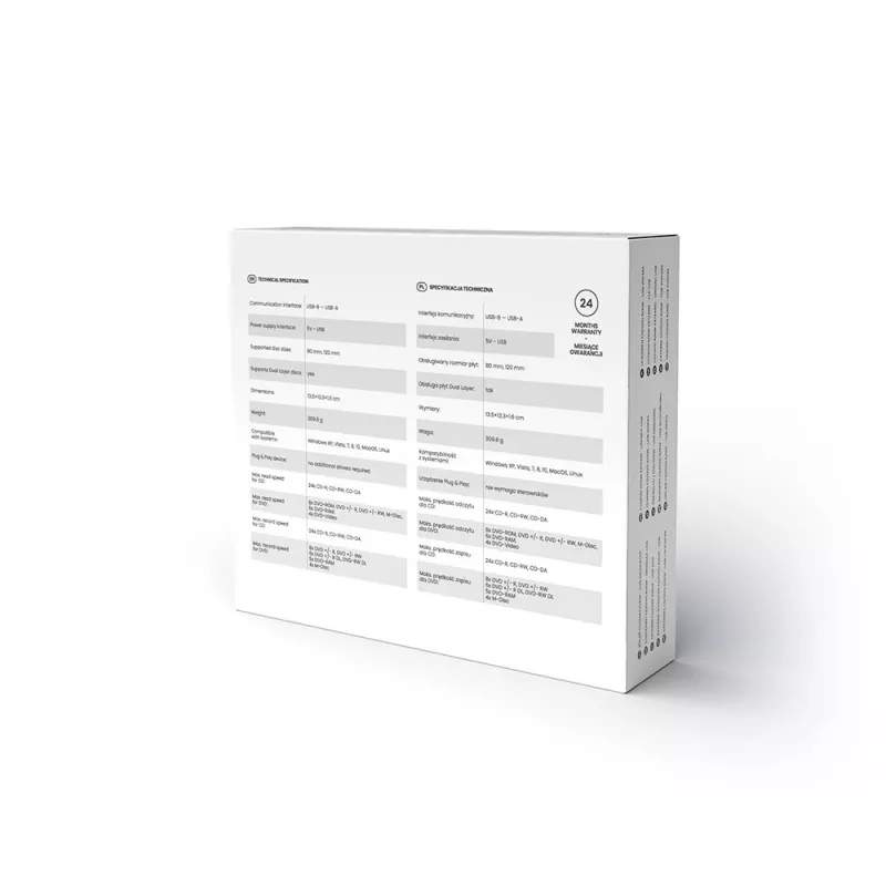 Ulkoinen ohut DVD±RW-asema SAVIO AK-43, USB 2.0, musta, tukee CD-/DVD-lukua/kirjoitusta (24x CD, 8x DVD)