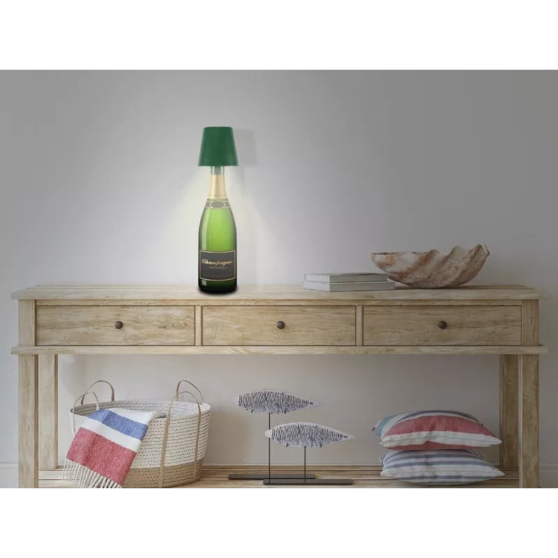 Beper P201UTP115 ladattava LED-pöytävalaisin, 1,5 W, kosketuskytkin, himmennettävä, 33 mm pullosovitin, vettä kestävä, vihreä