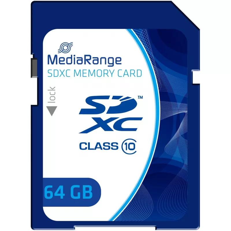 MediaRange - flash-muistikortti - 64GB - Class 10 - SDXC - sininen (MR965)