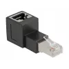 DeLOCK RJ45-uros - RJ45-naaras adapteri Cat.6A 90° kulma (ylöspäin) musta