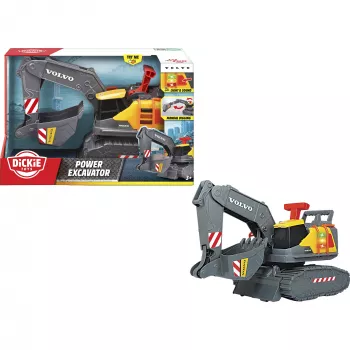 Leikkikaivinkone Simba-Dickie Volvo Power Excavator malli 203725012 — painevalettu rakennusajoneuvo, leikkisarja