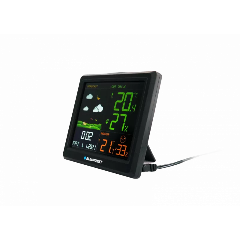 Sääasema BLAUPUNKT WS25BK — sisä- ja ulkolämpötilan sekä kosteuden näyttö, musta, 1 anturi, LCD-näyttö