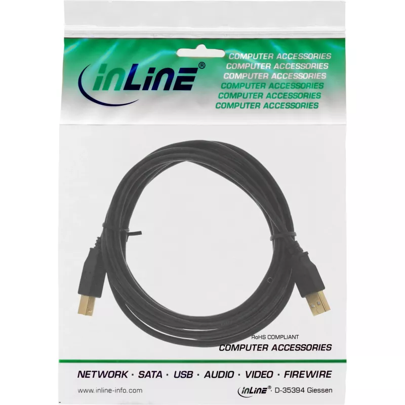 Microconnect USBAB5G USB-kaapeli USB 2.0 5 m USB A USB B musta