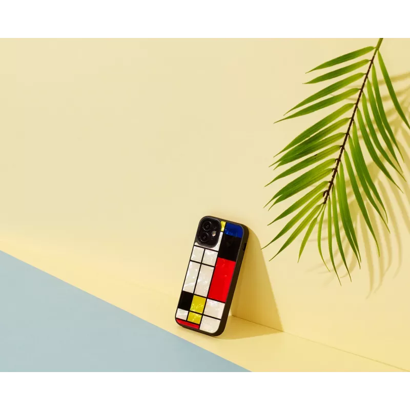 iKins suojakotelo Apple iPhone 12 minille – musta Mondrian-muotoilu
