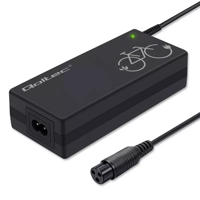 Akkulaturi QOLTEC laturi sähköpyörään 36V 42V 2A 3P GX16
