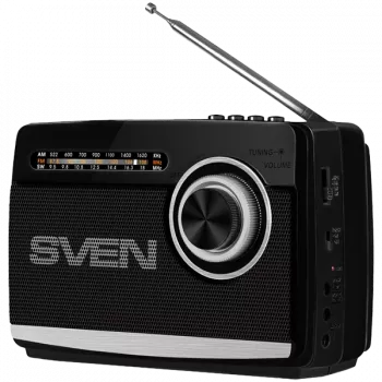 Kaiutin SVEN SRP-535, musta (3W, FM/AM/SW, USB, microSD, taskulamppu, akku)