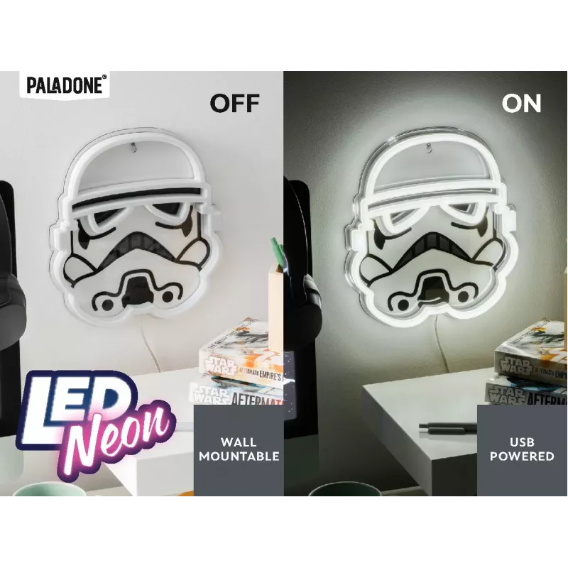 Seinälle asennettava LED-neonvalo Paladone Stormtrooper malli PP14595SWVN, koristeellinen Star Wars-valaistus