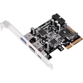SilverStone ECU05 - USB-sovitin - PCIe 2.0 x2 Low Profile - USB 3.1 Type-C x 1 + USB3.0 x 2 + USB3.0 (sisäinen) x 2 (SST-ECU05)