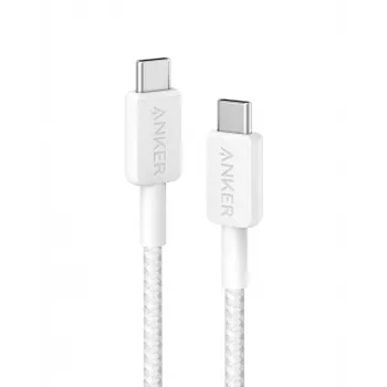 Anker Innovations 322 USB-C – USB-C -kaapeli nylon 0,9M 60W valkoinen - kaapeli - digitaali/data (A81F5G21)