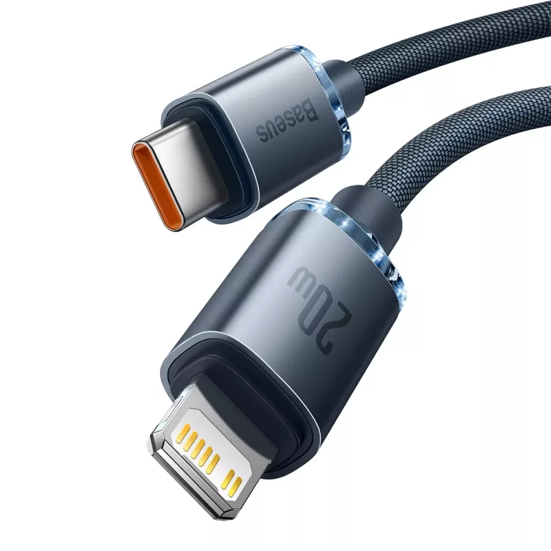 Baseus Crystal Shine CAJY000301 USB-C–Lightning-kaapeli, 20 W PD, 2 m, musta