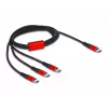 USB-latauskaapeli DeLOCK 3 in 1 USB Type-C 3 x USB Type-C 1 m musta/punainen