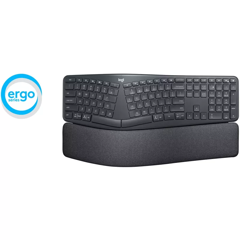 Logitech ERGO K860 - näppäimistö - langaton - 2,4 GHz, Bluetooth 5.0