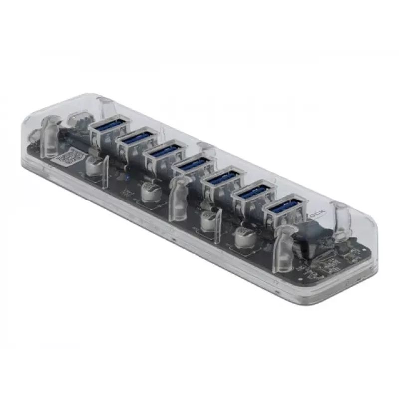 USB-keskitin DeLOCK 64088 läpinäkyvä USB 3.2 Gen 1 Micro-B