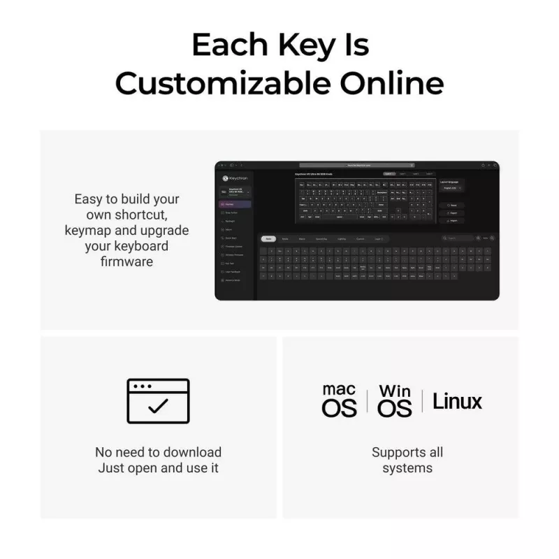 Mekaaninen näppäimistö Keychron V6 Ultra 8K – Full-Size 100% QWERTY, Bluetooth, RGB, musta
