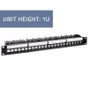 Qoltec 54516 19 tuuman räkin kytkentäpaneeli, 24 porttia, 1U, UTP, musta