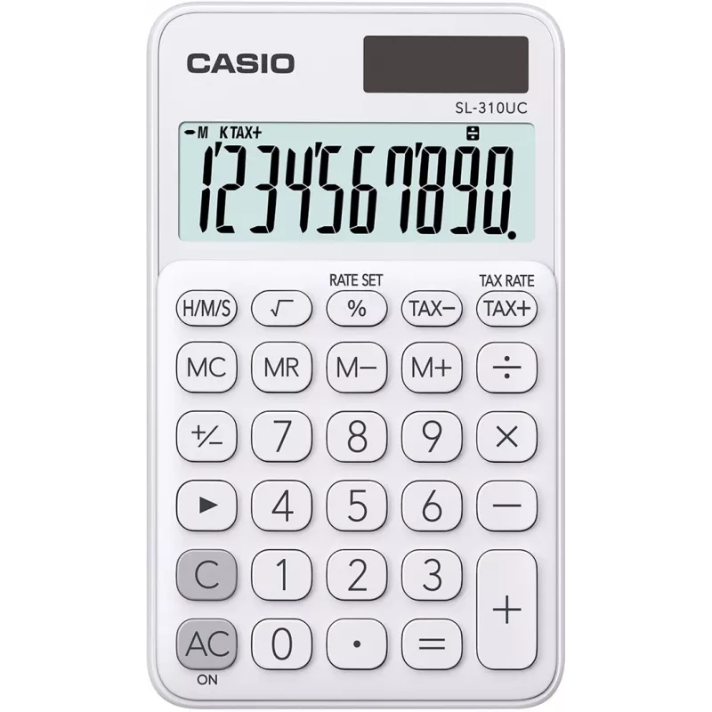 CASIO-laskin, SL-310UC-WE, valkoinen, 10-numeroinen näyttö