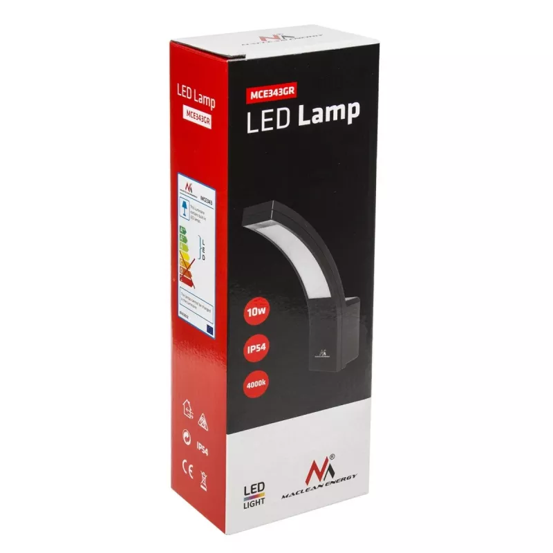 LED-ulko seinävalaisin MACLEAN MCE343 GR – 10 W, julkisivuvalaistus, harmaa
