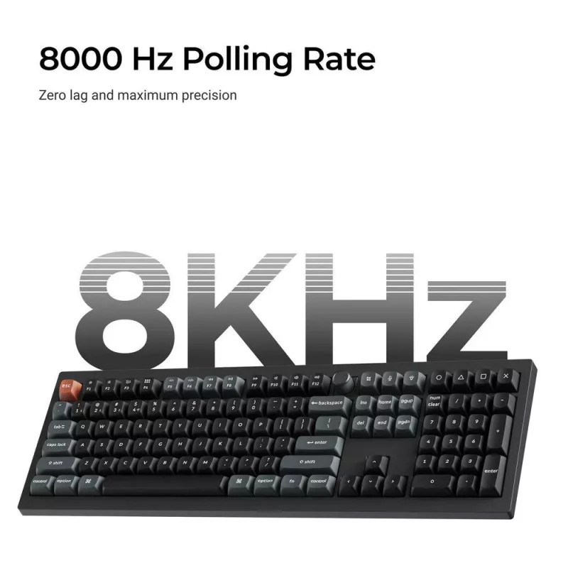 Mekaaninen näppäimistö Keychron V6 Ultra 8K – Full-Size 100% QWERTY, Bluetooth, RGB, musta