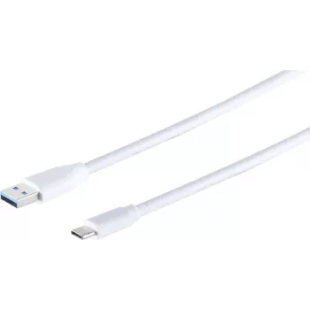 USB-kaapeli S/CONN 13-31186 1,8 m USB A – USB C 5 Gbit/s valkoinen