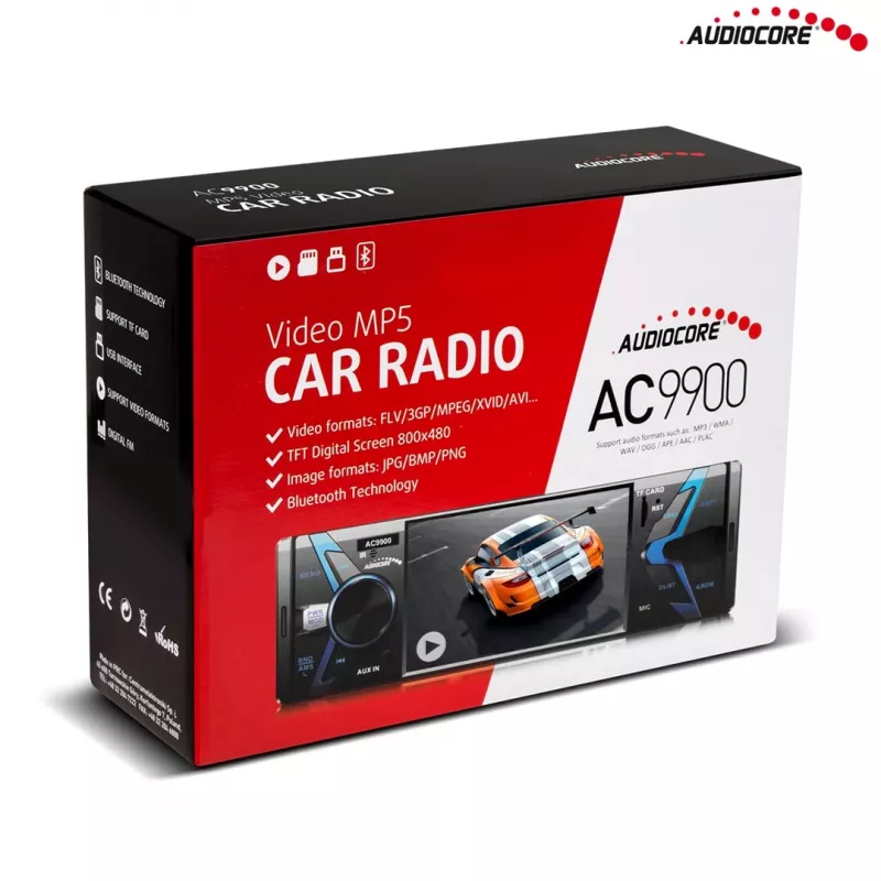 Audiocore AC9900 MP5 AVI DivX Bluetooth-handsfree-pääyksikkö + kaukosäädin