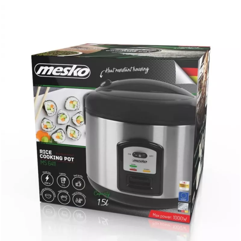 Mesko MS 6411 riisikeitin musta, ruostumaton teräs 1000 W