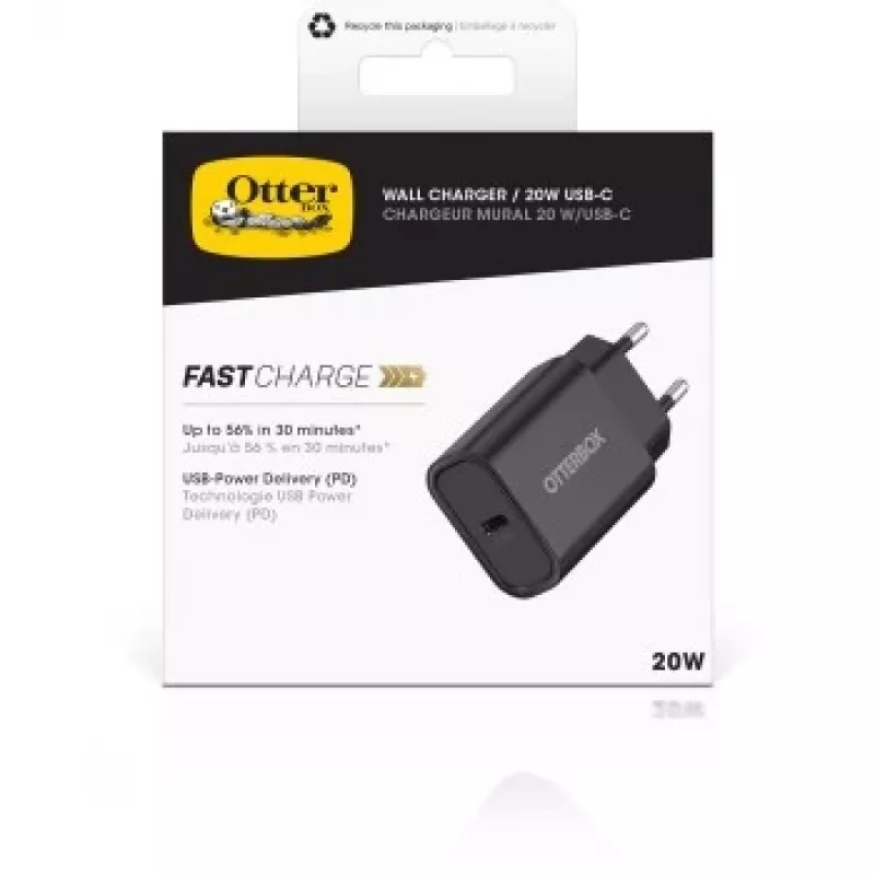 Seinänturi OTTERBOX 20W USB-C USB Power Delivery, musta (78-81338)