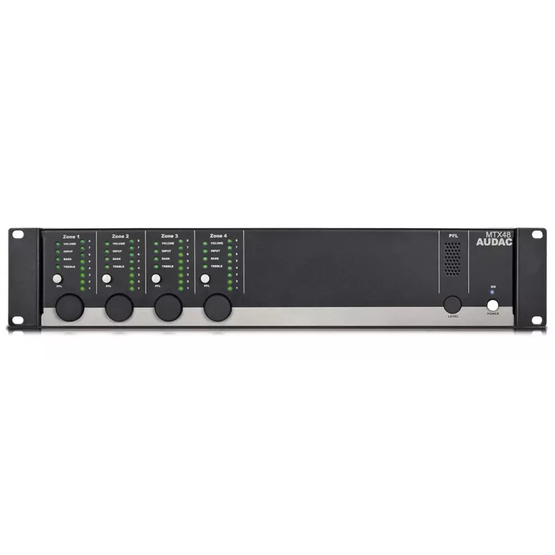 AUDAC MTX48 äänenvahvistin kotikäyttöön musta 80 dB SNR 20-20000 Hz