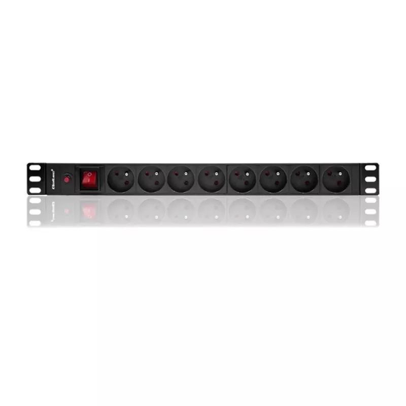 Qoltec 53996 pistorasialista RACK 19 | 1U | 16A | PDU | 8xFRANZÖSISCH | 2m