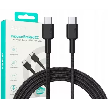 USB-C-kaapeli Aukey CB-CD45 0,9 m – USB Type-C – USB-A, Quick Charge -tuki