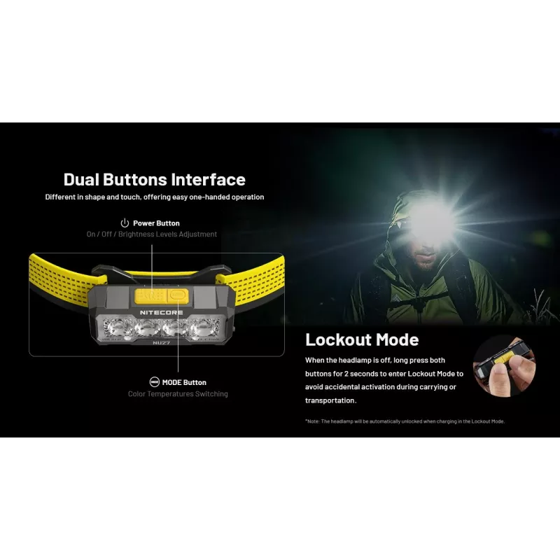 Nitecore NU27 otsalamppu musta, keltainen LED-otsalamppu