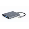 Gembird A-CM-COMBO6-01 USB-C 6-in-1 monitoimisovitin, USB 3.1 Gen 1, HDMI 4K, VGA, PD 60 W, SD/microSD-kortinlukija, 3,5 mm ääni, harmaa