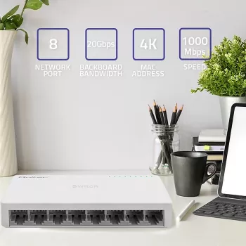 Qoltec verkkokytkin 8xRJ45-portti 1000Mbps LAN
