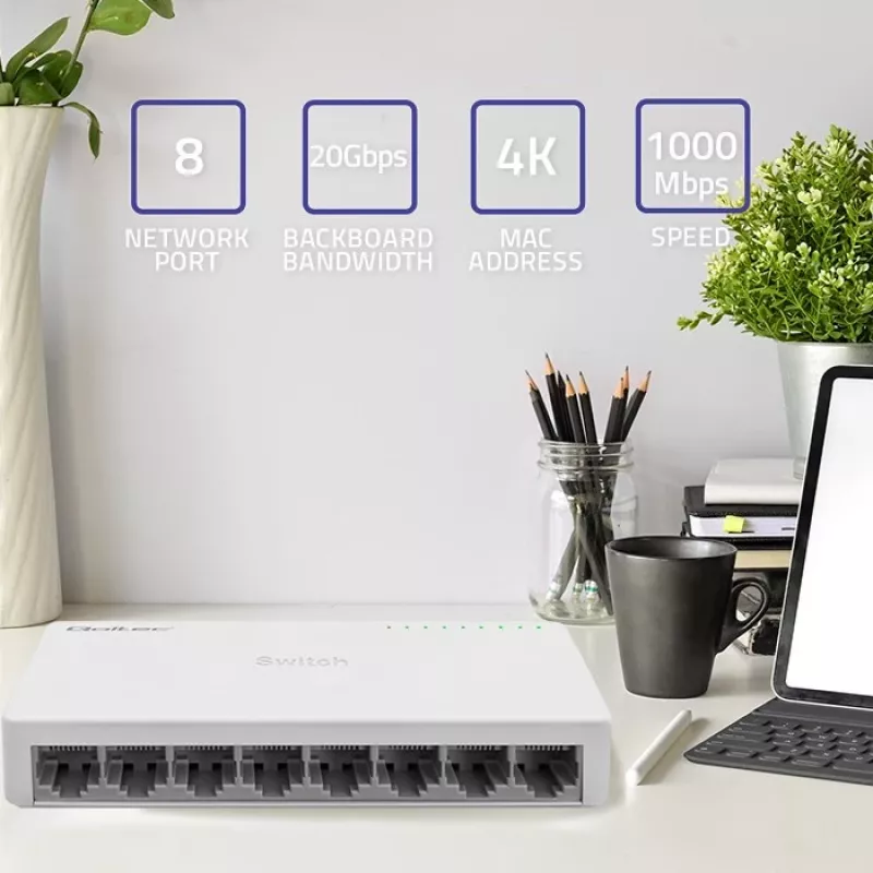 Qoltec verkkokytkin 8xRJ45-portti 1000Mbps LAN
