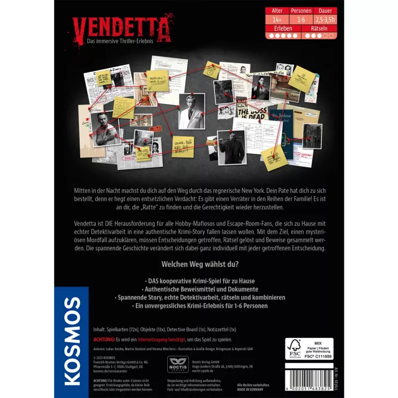 Masters of Crime: Vendetta, lautapeli