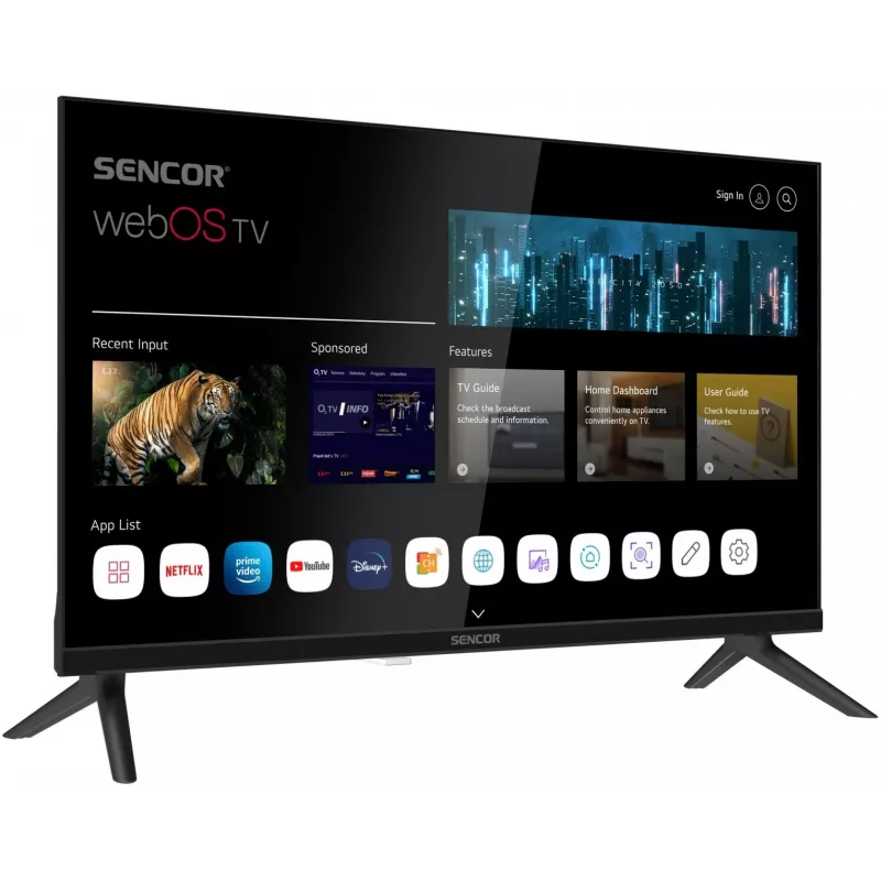 24 tuuman LED Smart Display -televisio SENCOR SLE 24S830MB — HD-resoluutio, energiatehokkuusluokka E