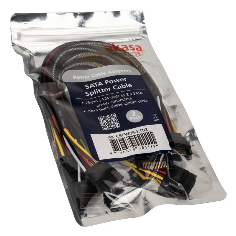 Akasa SATA-virtakaapeli Y-kaapeli - 30cm 2 kpl:n pakkaus - kaapeli - digitaali/data