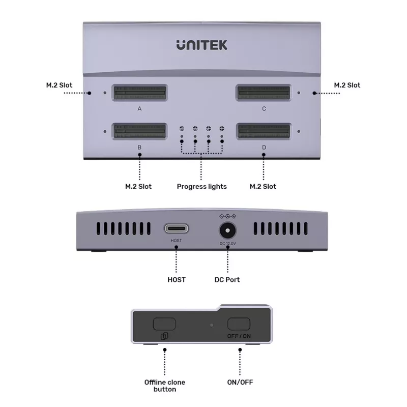 Telakointiasema USB4 4-kertainen M.2 SSD