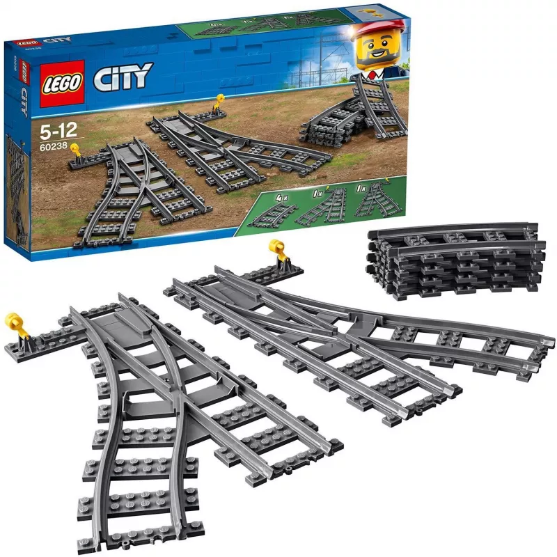 Rakennussarja LEGO City 60238 – raiteenvaihde ja tarvikkeet leikkisarjoihin