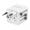 Yleismatkasovitin GEMBIRD TPA-INT-01-W — tulo 100–250 V, Type-G-pistoke, kompaktit mitat 84×56×85 mm