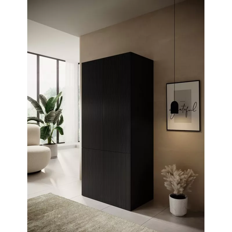 Vaattekaappi cama meble PAFOS 2D 90×55,5×198,5 cm musta matta — 2 hyllyä