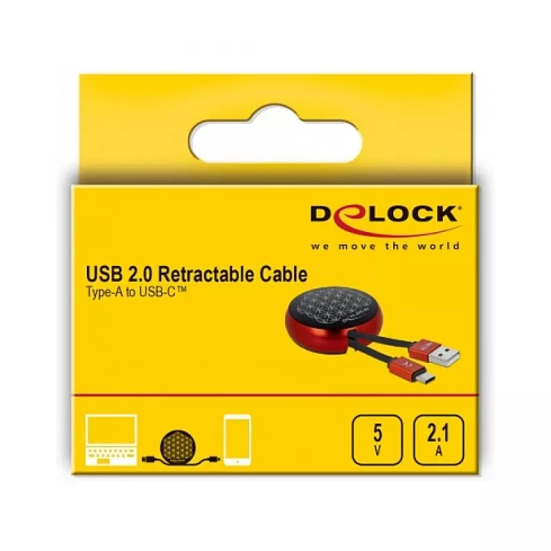 Sisäänvedettävä kaapeli DeLOCK USB 2.0 Type-A USB-C™ 85819
