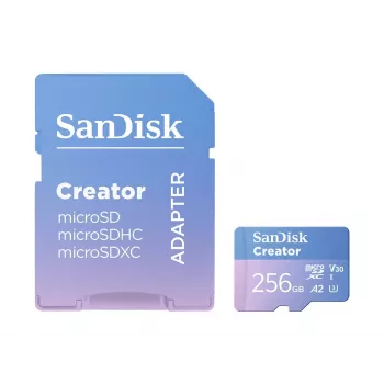 SanDisk Creator MicroSD-muistikortti 256 GB, suuret siirtonopeudet jopa 190 MB/s