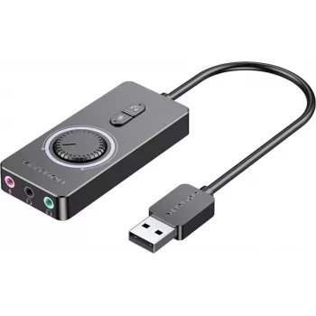 Ulkoinen USB 2.0 -äänikortti Vention CDRBF — 16-bittinen, 44,1–48 kHz, USB-virralla, 1 m kaapeli, Line-In/Line-Out
