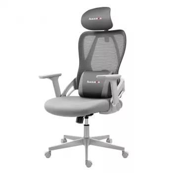 Pelituoli huzaro Combat 2.7 — ergonominen kangaspelituoli, harmaa, verkkoselkänoja, korkeussäädettävä, kallistusmekanismi, 120 kg max.