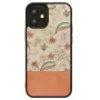 Man and Wood -suojakotelo iPhone 12 mini — pinkki kukka mustalla