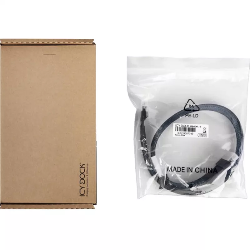 ICY DOCK MB406L-B SlimSAS 8i SFF-8654 – SlimSAS 8i SFF-8654 -kaapeli, 0,5 m, musta