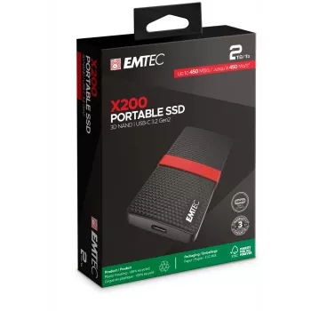 SSD Emtec 2 TB musta USB Type-C 3.2 Gen 1 X200