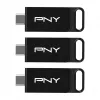 PNY Elite 128 GB USB-C 3.2 Gen 1 muistitikku, 3 kpl:n pakkaus (Retail)