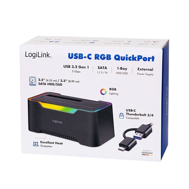 LogiLink HDD-telakointiasema LogiLink Quickport USB 3.2 1-porttinen 2,5/3,5 SATA (QP0035)